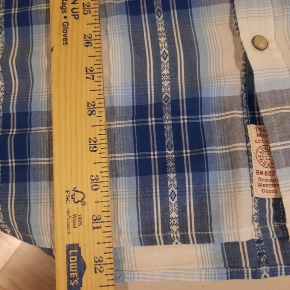 Lucky Brand Western Pearl Snap Shirt Mens XXL 2XL Blue Plaid Southwest Cowboy - Picture 11 of 11